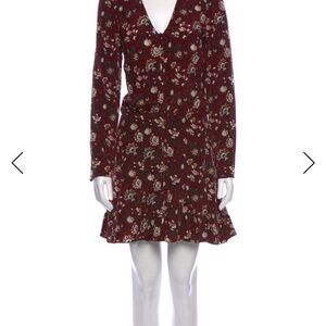 Veronica Beard Burgundy Floral Long Sleeve Dress